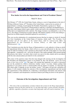 Outcome of the Investigation, Impeachment and Trial