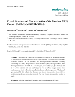 Crystal Structure and Characterization of the Dinuclear Cd (II