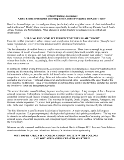 Global Ethnic Stratification according to Conflict Theory and
