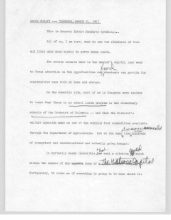 Congressional Action on Food Surpluses (radio), March 21, 1957