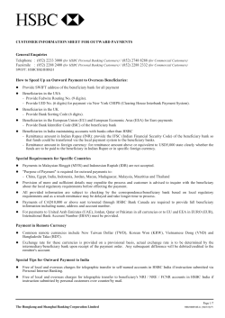 Customer Information Sheet for Outward Payments