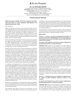PoStAl BAllot NotiCe DR. lAl PAtHlABS liMiteD