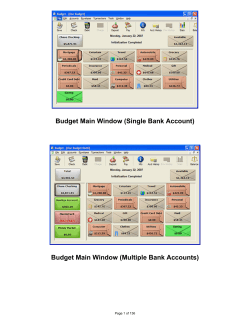 Budget Main Window (Single Bank Account)