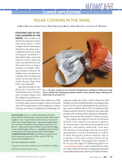 CLIMATE APPLICATIONS SOLAR COOKING IN THE SAHEL