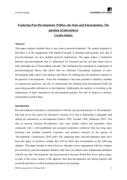 Exploring Post-Development: Politics, the State