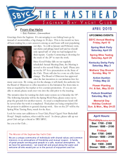 April - Saginaw Bay Yacht Club.