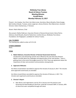 February 13, 2017 - Wellesley Free Library