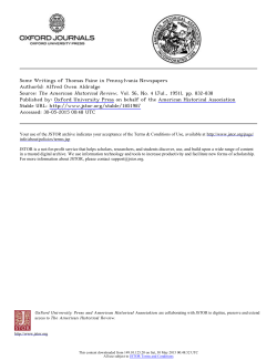 Some Writings of Thomas Paine in Pennsylvania Newspapers