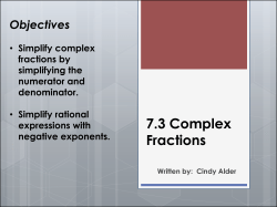 7.3 Complex Fractions