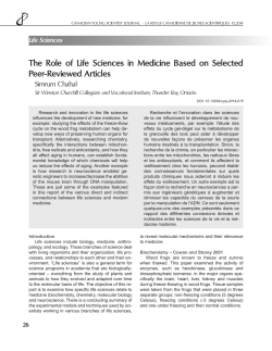 The Role of Life Sciences in Medicine Based on Selected Peer