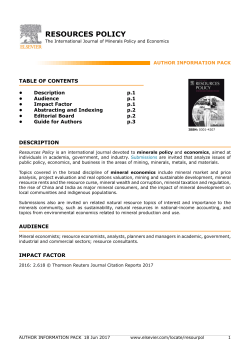 The International Journal of Minerals Policy
