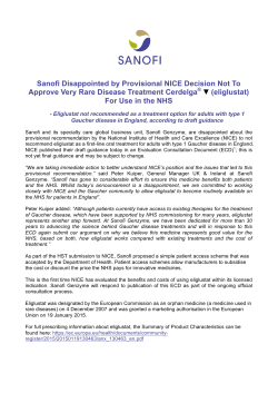 Sanofi Disappointed by Provisional NICE Decision Not To Approve