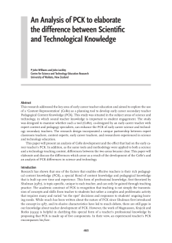 An Analysis of PCK to elaborate the difference between Scientific