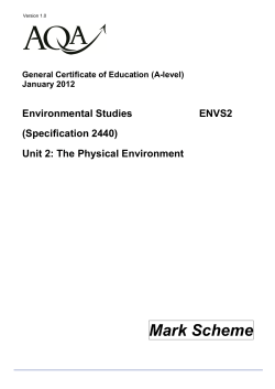 A Level Environmental Studies Mark Scheme Unit 2 JAN 2012