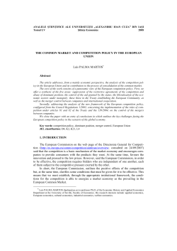 THE COMMON MARKET AND COMPETITION POLICY IN THE