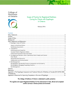 Scope of Practice for Registered Dietitians Caring for Clients with