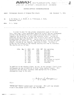 Seismograph Records of Bingham Mine Blasts November ll , 1976