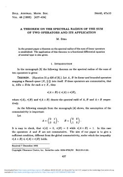 A theorem on the spectral radius of the sum of two operators and its