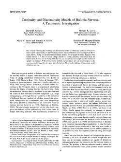 Continuity and Discontinuity Models of Bulimia Nervosa: A