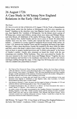 26 August 1726: A Case Study in Mi`kmaq