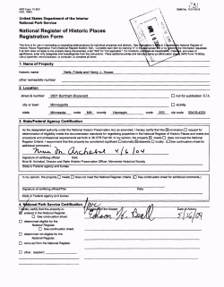 National Register of Historic Places Registration rorm v