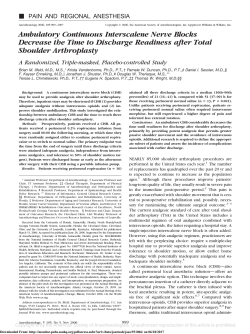 Ambulatory Continuous Interscalene Nerve Blocks