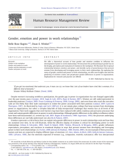 Gender, emotion and power in work relationships