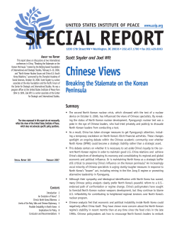 Chinese Views: Breaking the Stalemate on the Korean Peninsula
