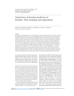 Trajectories of dynamic predictors of disorder: Their meanings and