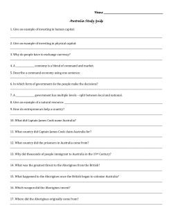 Australia Study Guide 1. Give an example of investing in human