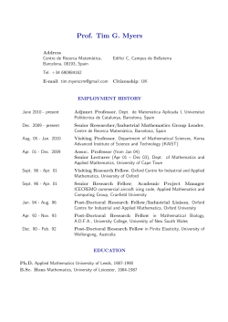 Prof. Tim G. Myers - Centre de Recerca Matem&agrave;tica