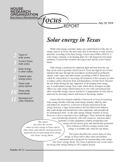 Solar energy in Texas - House Research Organization