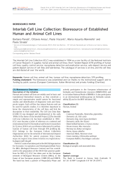 Bioresource of Established Human and Animal Cell Lines