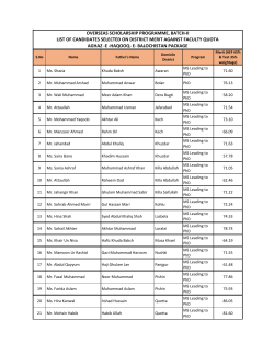 overseas scholarship programme, batch-ii list of candidates