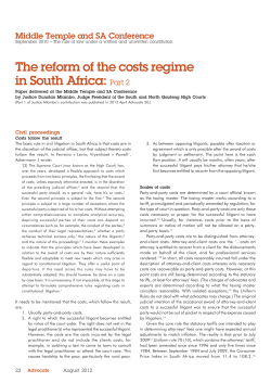 The reform of the costs regime in South Africa: Part 2