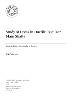 Study of Dross in Ductile Cast Iron Main Shafts