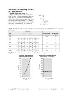 Section 1.4: Comparing Graphs of Linear Motion
