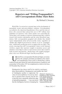 AEF Correspondents Define Their Roles