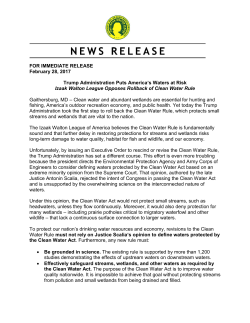 IWLA press release - Izaak Walton League of America