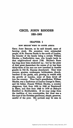 cecil john rhodes - University of Pretoria