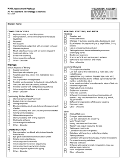 WATI Assessment Package AT Assessment Technology Checklist