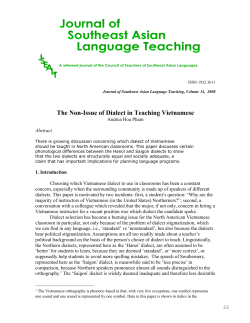 The Non-Issue of Dialect in Teaching Vietnamese