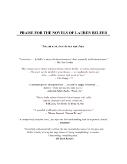 PRAISE FOR THE NOVELS OF LAUREN BELFER