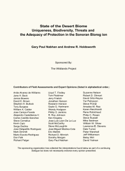 State of the Desert Biome Uniqueness, Biodiversity, Threats and the