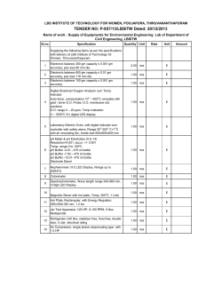 TENDER NO: P-857/13/LBSITW Dated: 20/12/2013