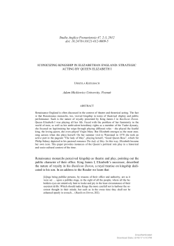 ICONICIZING KINGSHIP IN ELIZABETHAN ENGLAND: STRATEGIC