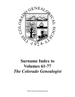 Surname Index, Vol. 61-77 - Colorado Genealogical Society