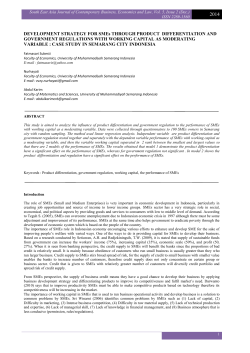 DEVELOPMENT STRATEGY FOR SMEs THROUGH PRODUCT
