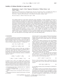 Stability of Lithium Hydride in Argon and Air