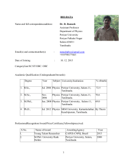 BIO-DATA Name and full correspondenceaddress: Dr. R. Ramesh